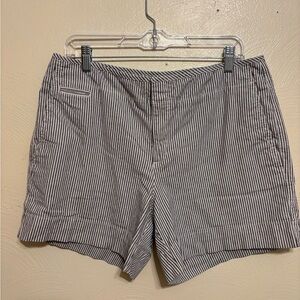 Dockers Women's High Waist Striped Shorts - Black and White